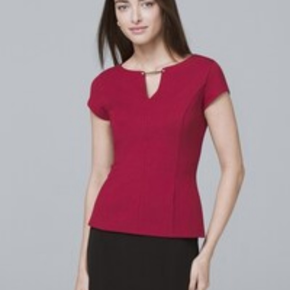 White House Black Market Tops - WHBM Magenta Red Peplum Chain Stretchy Top 12